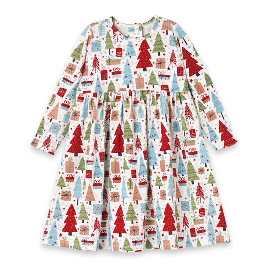 Christmas Merry Girl's Soft Bamboo Dress - Sibling Matching: 3T