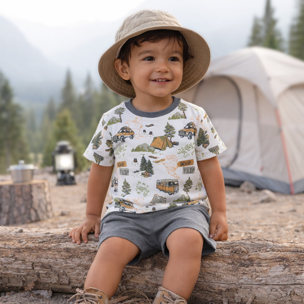Trailblazer Bamboo T-Shirt & Cotton Shorts Set for Boys
