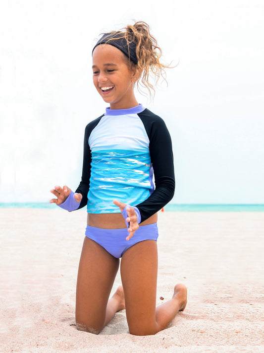 Melanie Printed Rashguard Two Piece Swimsuit Set