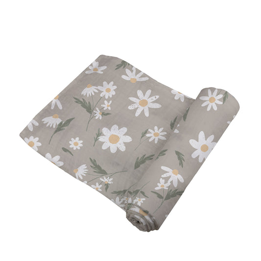 White Daisy Bamboo Swaddle