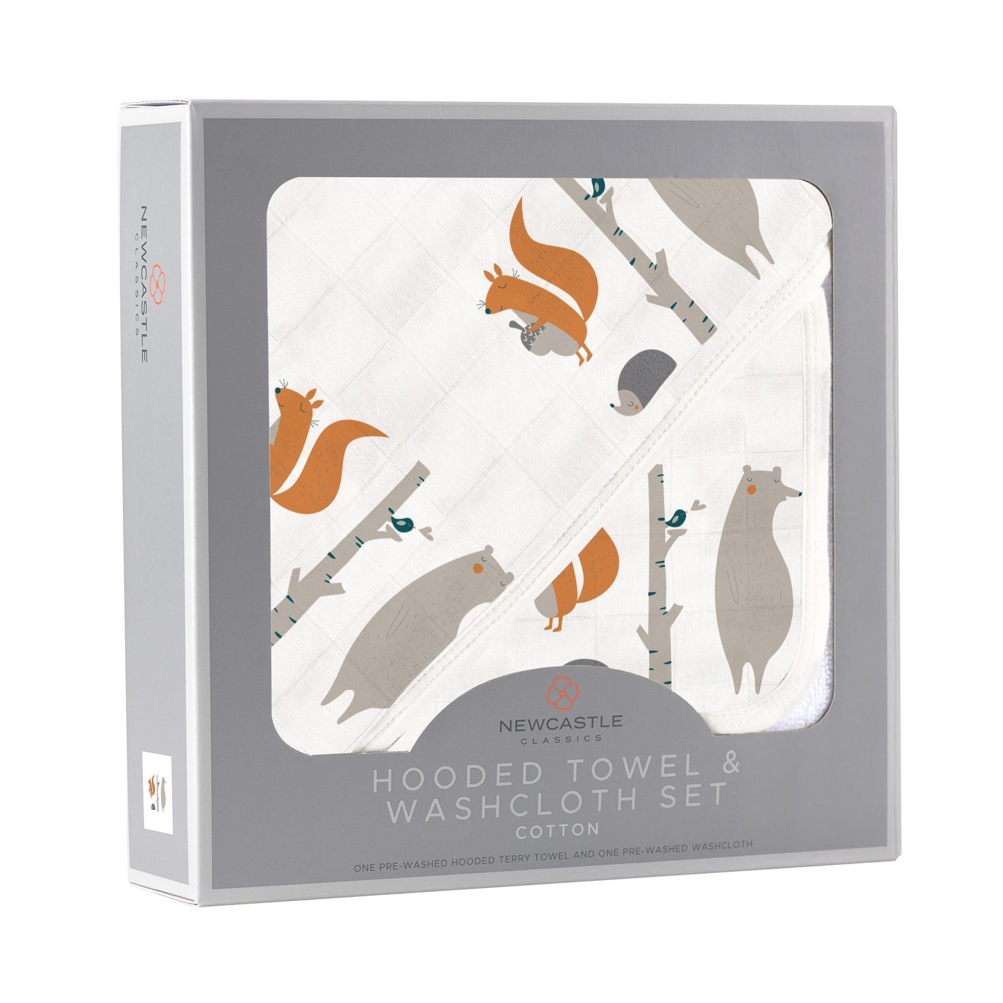 Forest Friends Cotton Hooded Towel and Washcloth Set