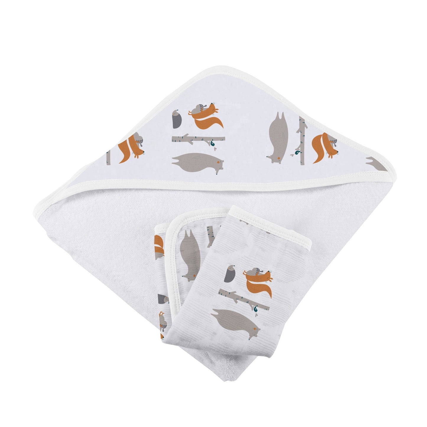 Forest Friends Cotton Hooded Towel and Washcloth Set