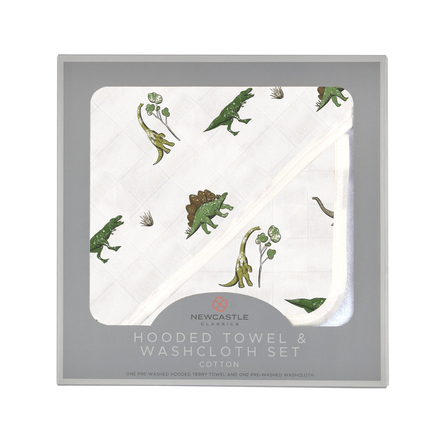 Dino Days Cotton Hooded Towel and Washcloth Set