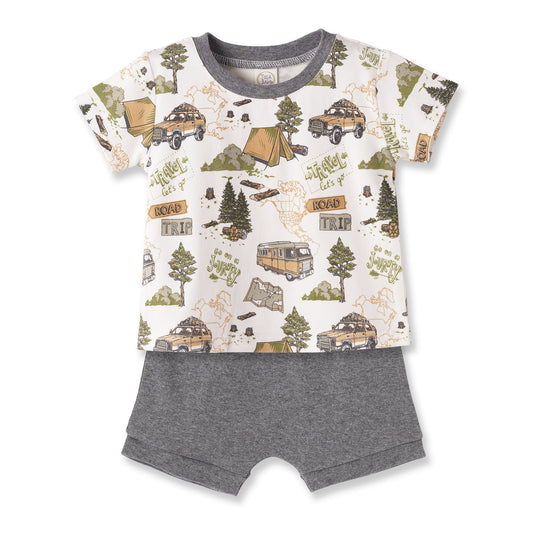 Trailblazer Bamboo T-Shirt & Cotton Shorts Set for Boys
