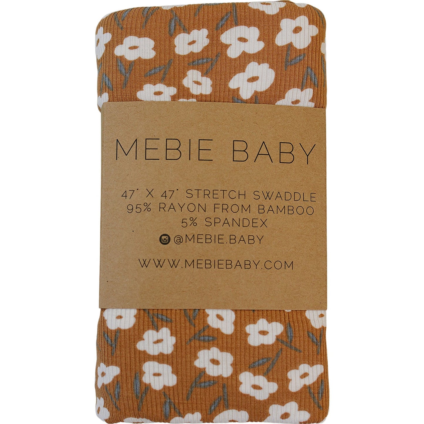 Mustard Floral Ribbed Bamboo Stretch Swaddle