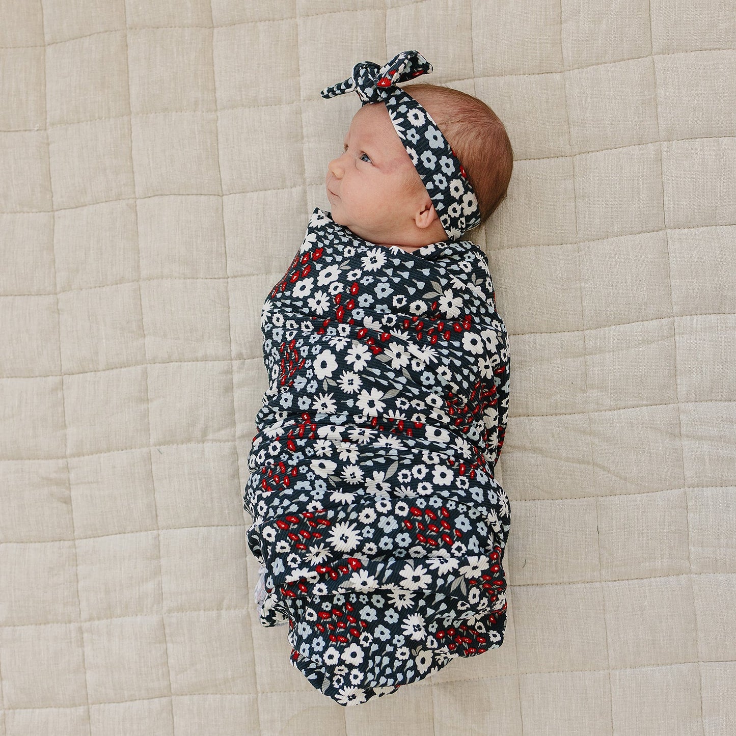 Americana Floral Ribbed Bamboo Stretch Swaddle
