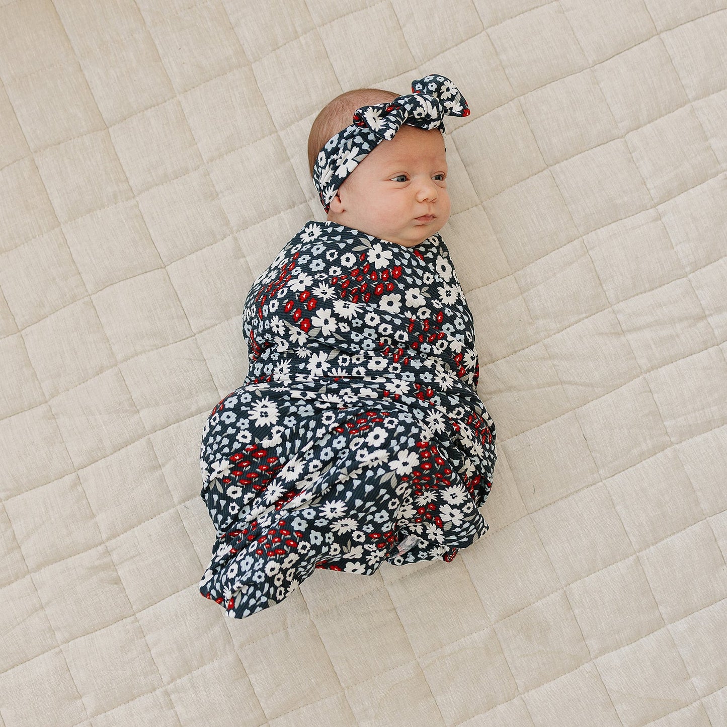 Americana Floral Ribbed Bamboo Stretch Swaddle