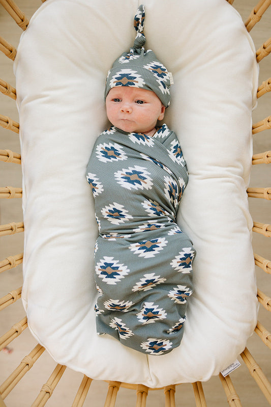 Southwest Aztec Ribbed Bamboo Stretch Swaddle