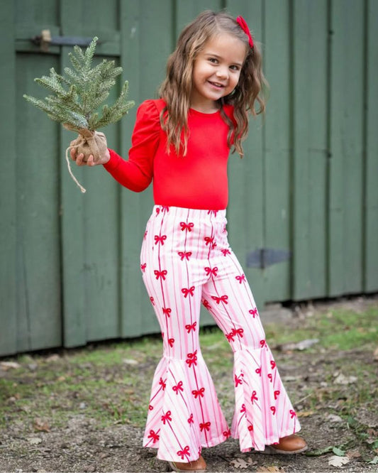 Keely Exaggerated Bell Bottoms - Sweetheart Bows