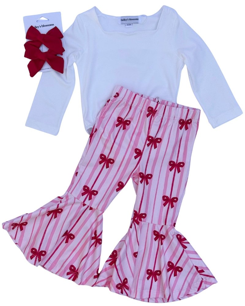 Keely Exaggerated Bell Bottoms - Sweetheart Bows